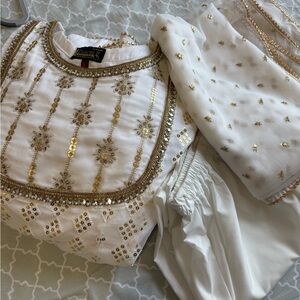 Prince White and Gold Embellished Garment